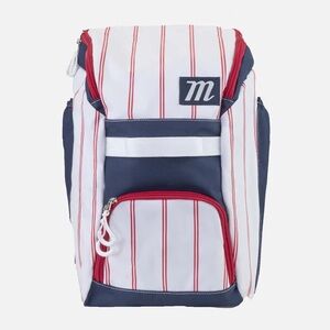 Marucci Foxtrot Tee Ball Bat Pack White/Navy/Red Baseball Travel Backpack Zipper